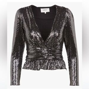 NWT BA&SH's dazzling Mae Top. Adorned with peplum hem Sz XS